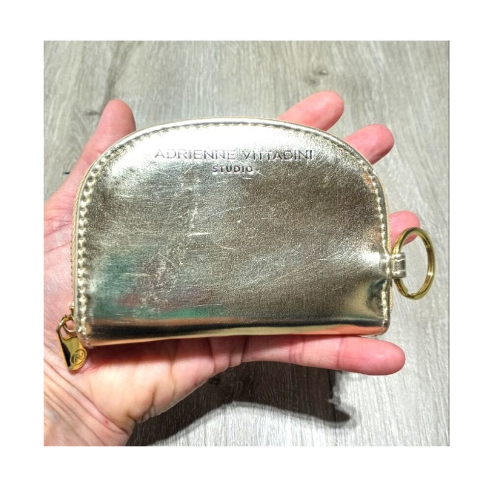 Adrienne Vittadini Gold Zip Up Wallet With Key Ring